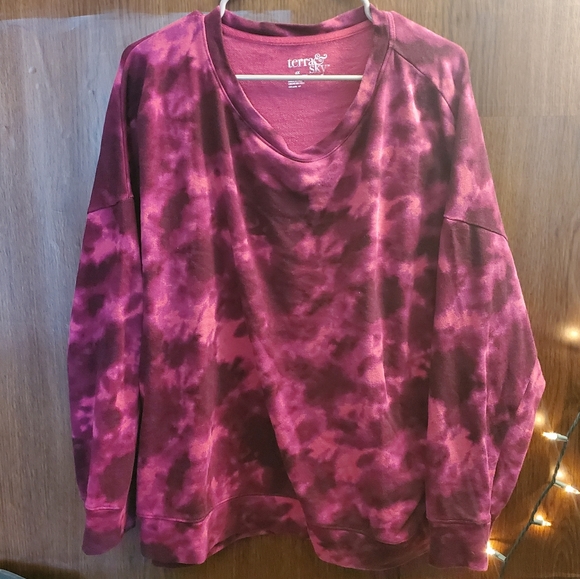 Terra & Sky pink and Purple Marble Plus Size Sweatshirt Pullover - Picture 1 of 5
